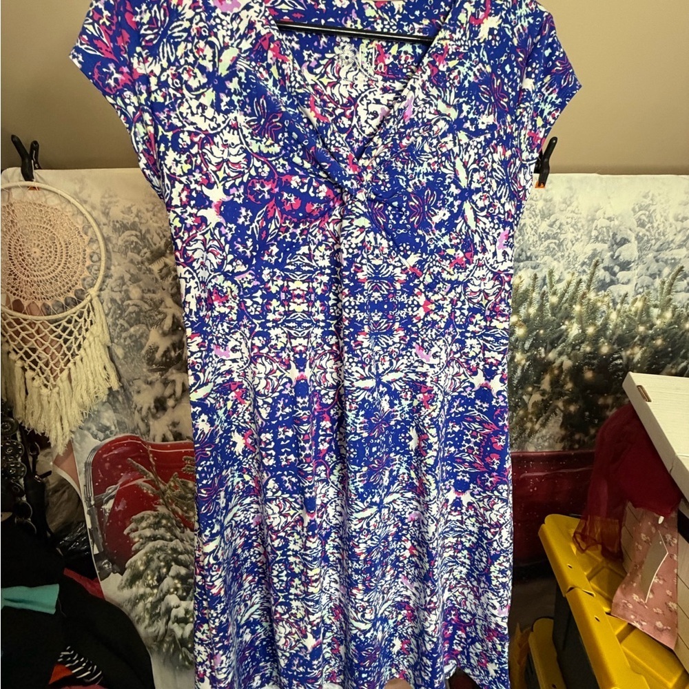Dress Floral Blue and Pink Women's by Lola Size Medium - Picture 5 of 12